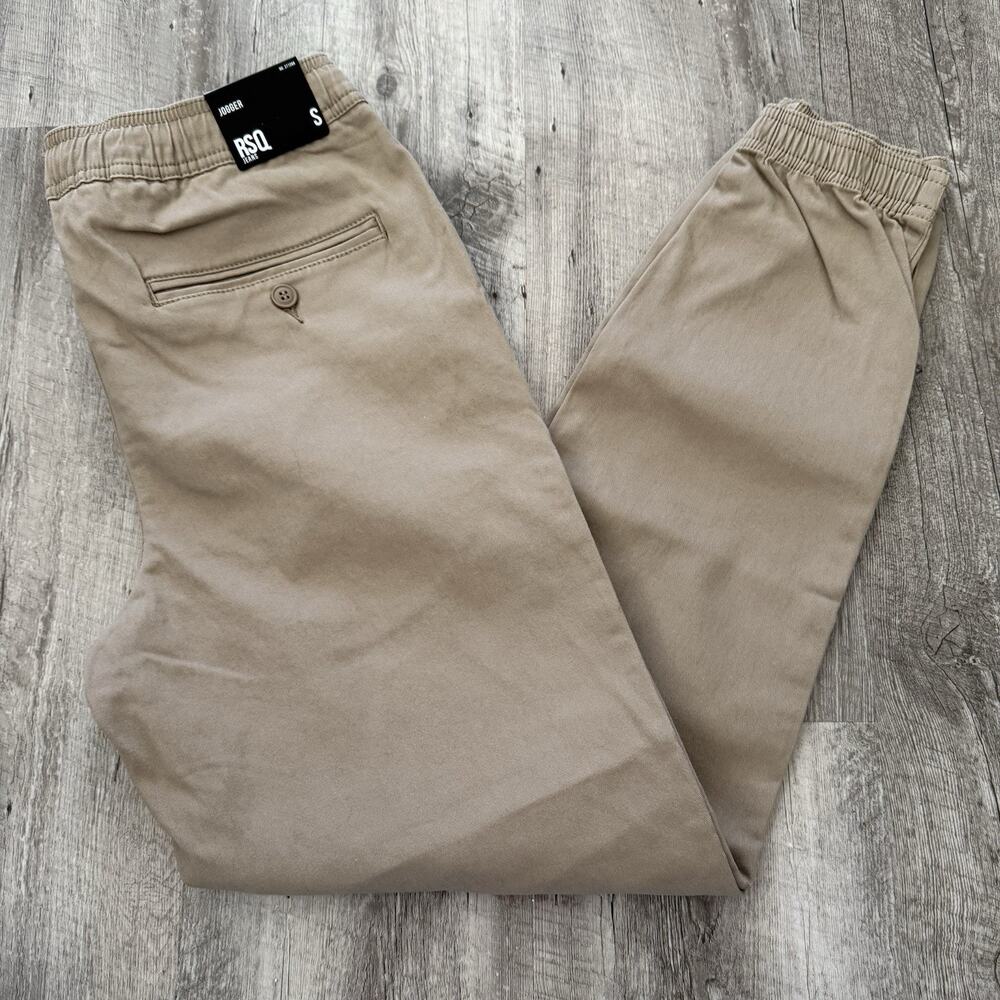 RSQ Jeans Joggers Mens Sz Small Dark Khaki Pull-On Jogger Drawstring Elastic NEW